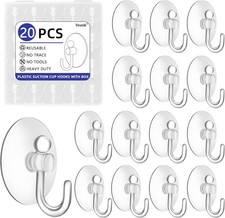 20Pcs 1.2In Clear PVC Suction Hooks Removable Reusable for Glass Mirror Tile
