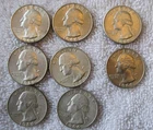 (8) 1964Washington Quarter Silver Dollars - Circulated Quarters Choice