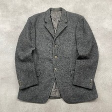Harris Tweed Blazer Mens Large Vintage Wool Made In Scotland Jacket, Grey