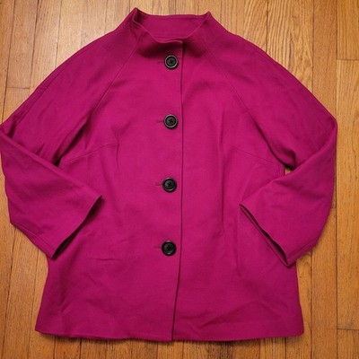 Randy Kemper 12 Hot Pink Barbiecore Wool Mock Neck Button Front Swing Jacket