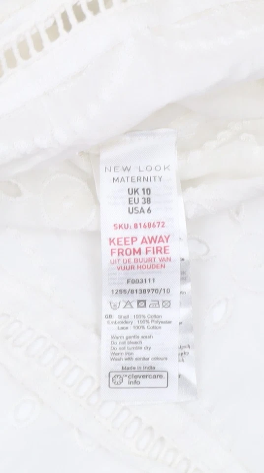 New Look Women White Maternity Blouse Size 10 Lace Ruffle Tunic Top - Image 4 of 4