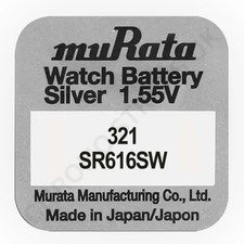 Murata 321 / SR616SW Silver Oxide Watch Battery