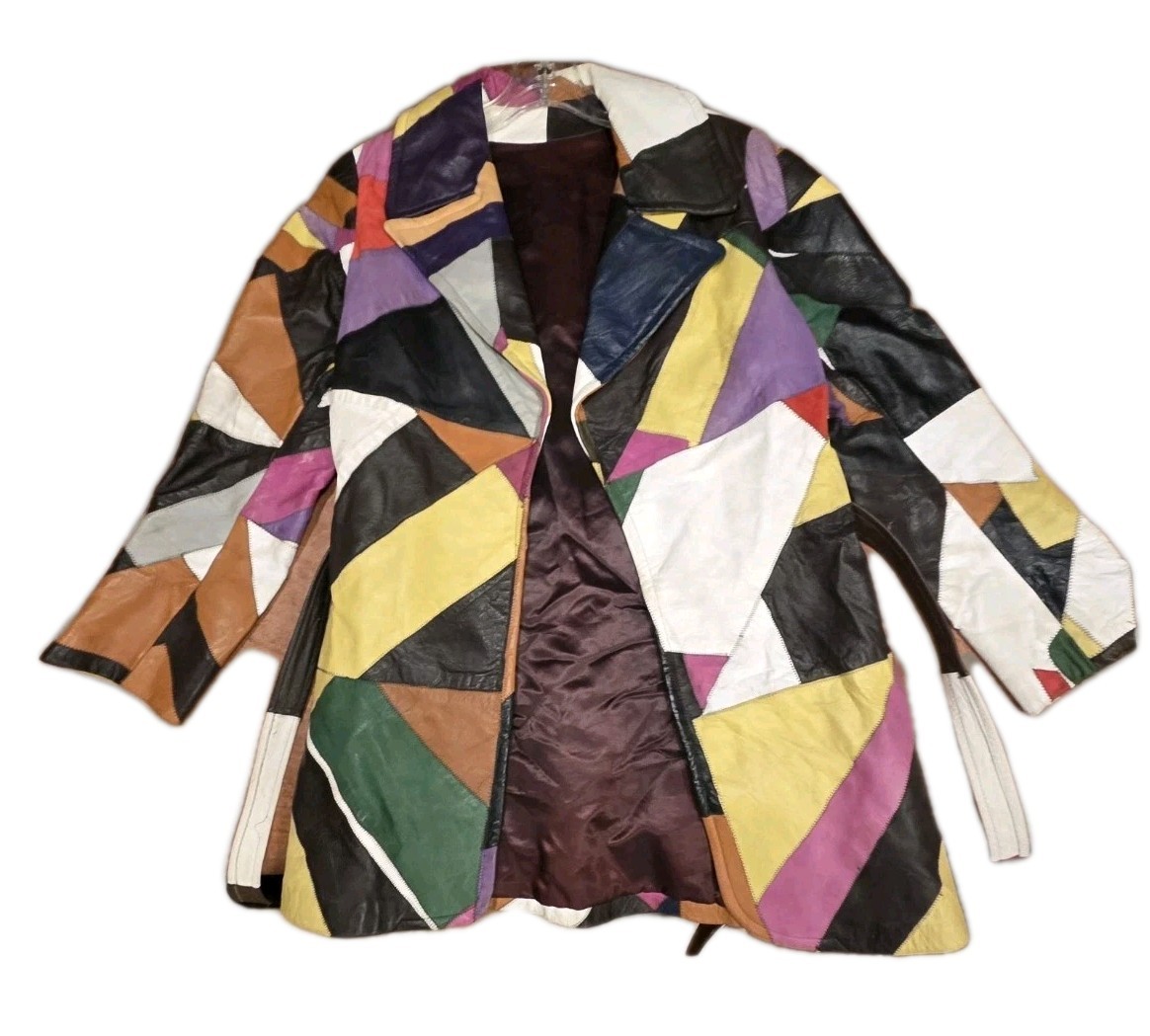 Vintage Handmade Leather Patchwork Jacket - image 1