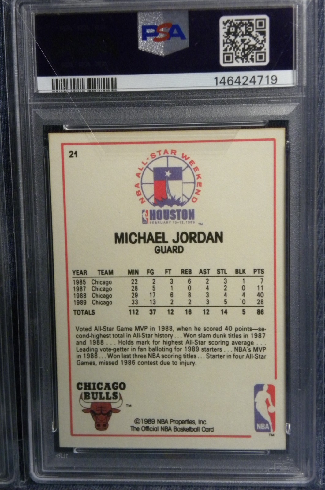 MICHAEL JORDAN  1989 HOOPS #200 & #21 ALL-STAR PSA-9  (2-CARDS) BEAUTIFUL !! view 8