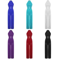 Women Jumpsuit Glitter Dancewear Full-body Costumes Side Slit Lyrical Back Cut
