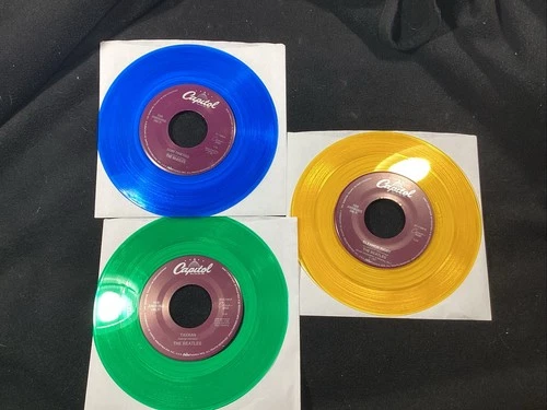 Lot of 3 Beatles Colored Vinyl 45s From Capitol Records - Marked Jukebox Only