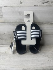 Adidas Adilette Comfort Adjustable Slides Black/White EG1879 Size: 12K NWT