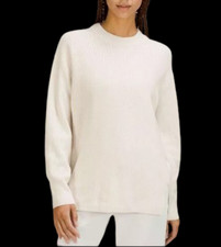 Lululemon Sweater Merino Wool Blend Ribbed Crewneck White Opal LW3GKAS Size 4