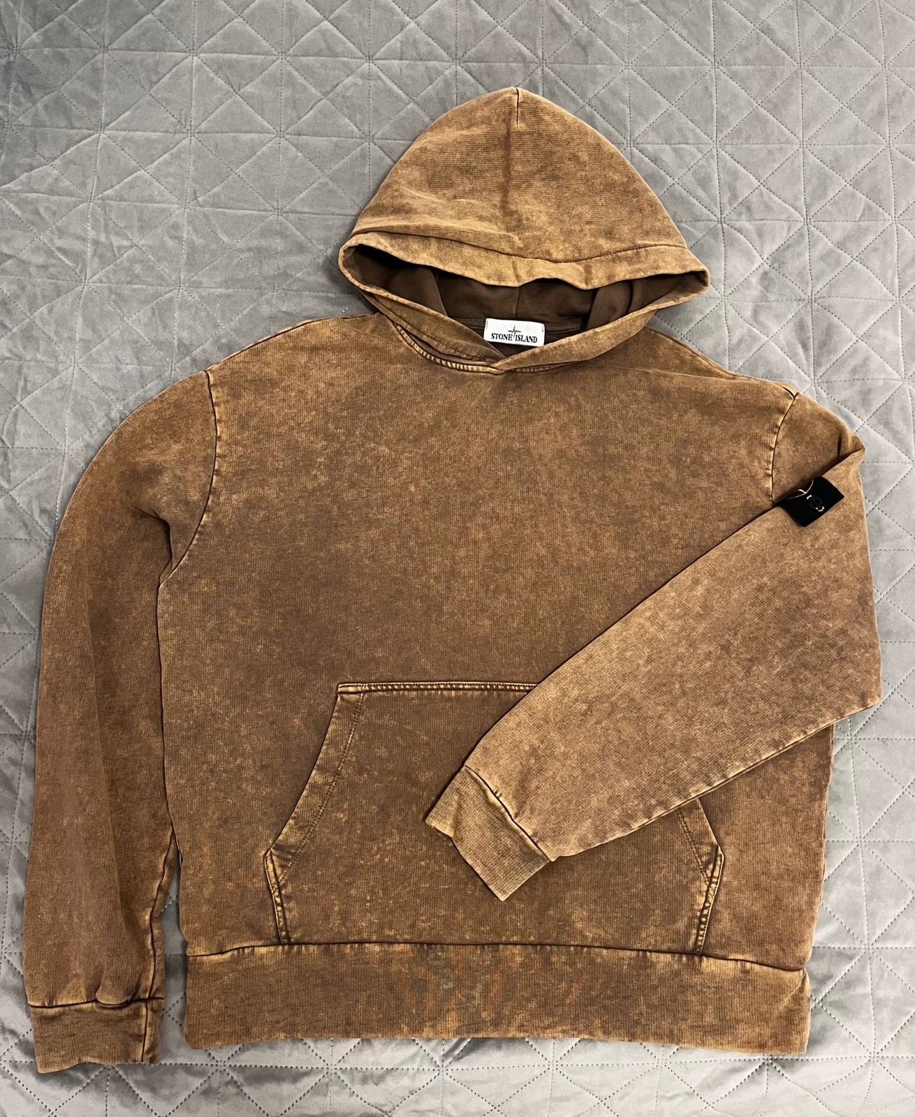 Stone Island Dust Hoodie Brown Garment Dyed Compass Patch