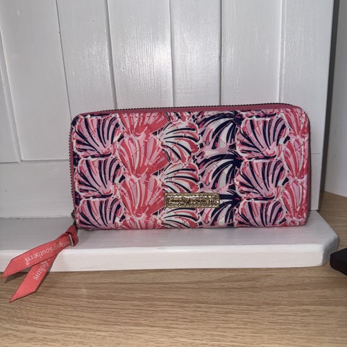 Simply Southern Zip Phone Wallet Pink/Blue Gold Shell, Coastal Nautical  NWoT