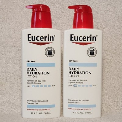 Lot of 2 Eucerin Daily Hydration Body Lotion Dry Skin Formula 16.9 fl. Oz.