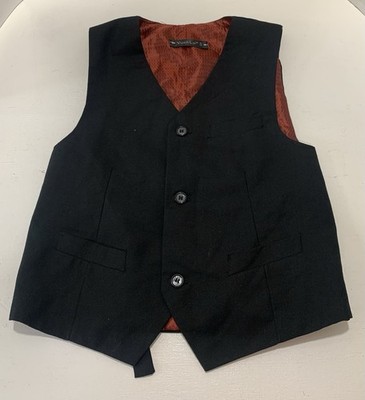 Yuan Lu Boys Black Formal Dress Suit Vest Lining Red Diamond