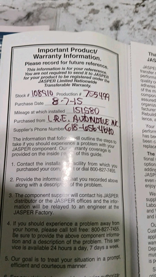 Motor Buick Reatta 3800 88-90 (C) documentado reconstruido por reconstructores de motor Jasper Foto 3 de 4