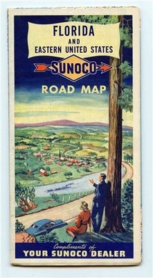 SUNOCO Florida and Eastern United States Map Rand McNally 1951
