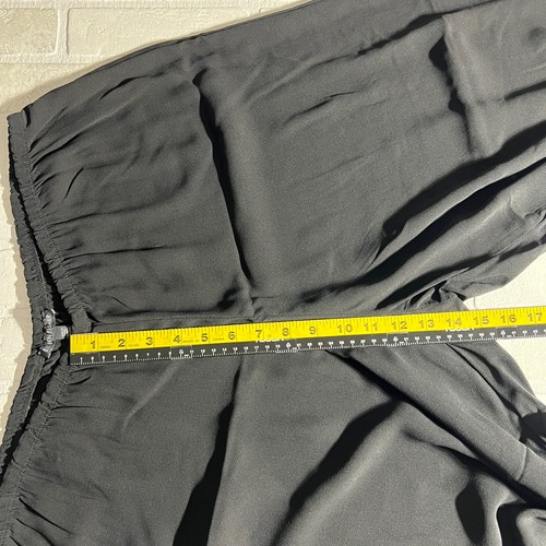 Pantalones Eileen Fisher para mujer XL negros pierna ancha 100 % seda vestido cintura elástica aberturas - Imagen 8 de 11