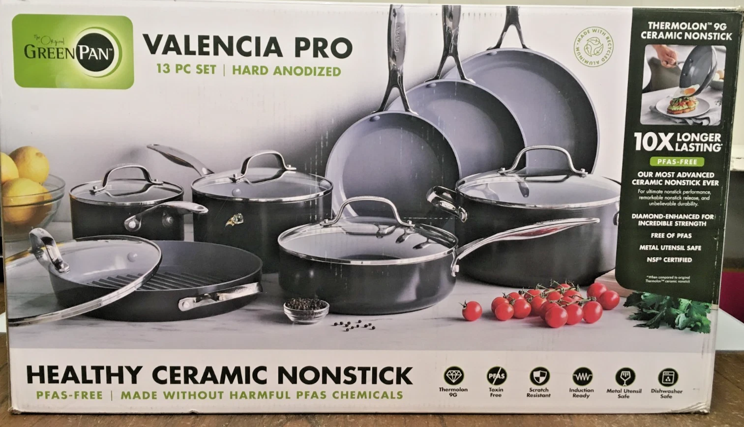 NEW GreenPan Valencia Pro 13 Piece Ceramic Nonstick Cookware