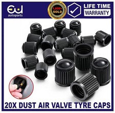 20x DUST AIR VALVE TYRE CAPS BLACK PLASTIC COVERS CAR BIKE WHEEL & MOTORBIKE NEW
