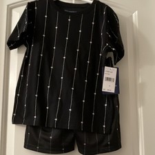 Champion Boys Athletic Striped Short Sleeve T-Shirt Shorts Set Black M