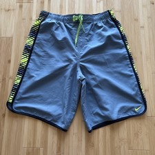MEN S NIKE LINED SWIM TRUNKS IN SIZE LARGE GRAY YELLOW 100 POLYESTER