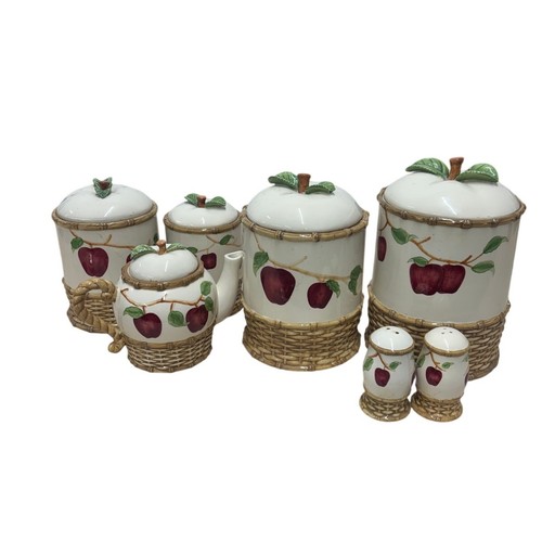 Vintage Apple Ceramic Canister Set Teapot 6 Pc