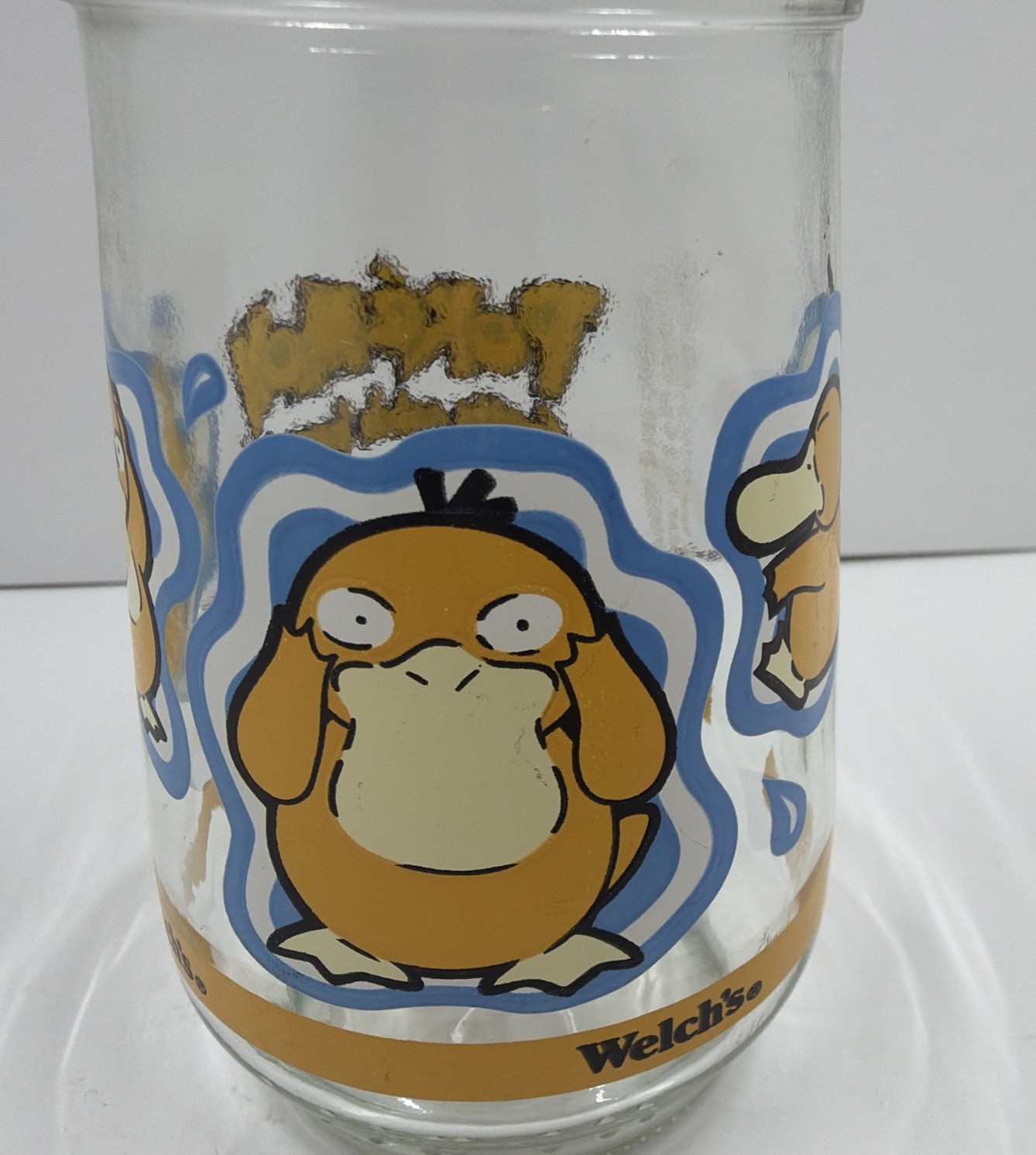 Vintage Pokémon Welch’s Promotional Jelly Juice Glass Jar #54 PSYDUCK  Nintendo