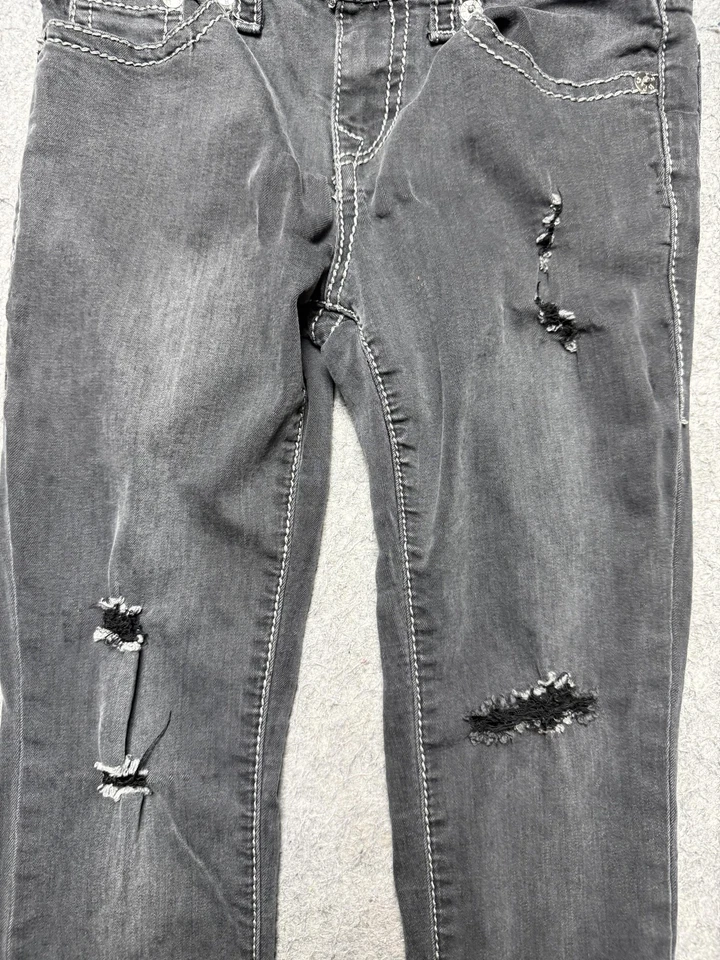 Pantalones de mezclilla True Religion para niños 12 grises rocco relajados ajustados desgastados puntada en contraste Foto 3 de 4