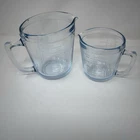 Marinex Brazil 2Cup/1 Cup Blue Tint Glass Measuring Cups  W/Handle VINTAGE