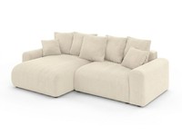 Beiges L-FöRmiges Ecksofa Weiches Stoffsofa Mit Kissen WohnzimmermöBel