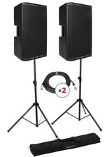RCF ART 945-A 2,100W 2-way 15-inch Powered Speaker Pair Stand Bundle