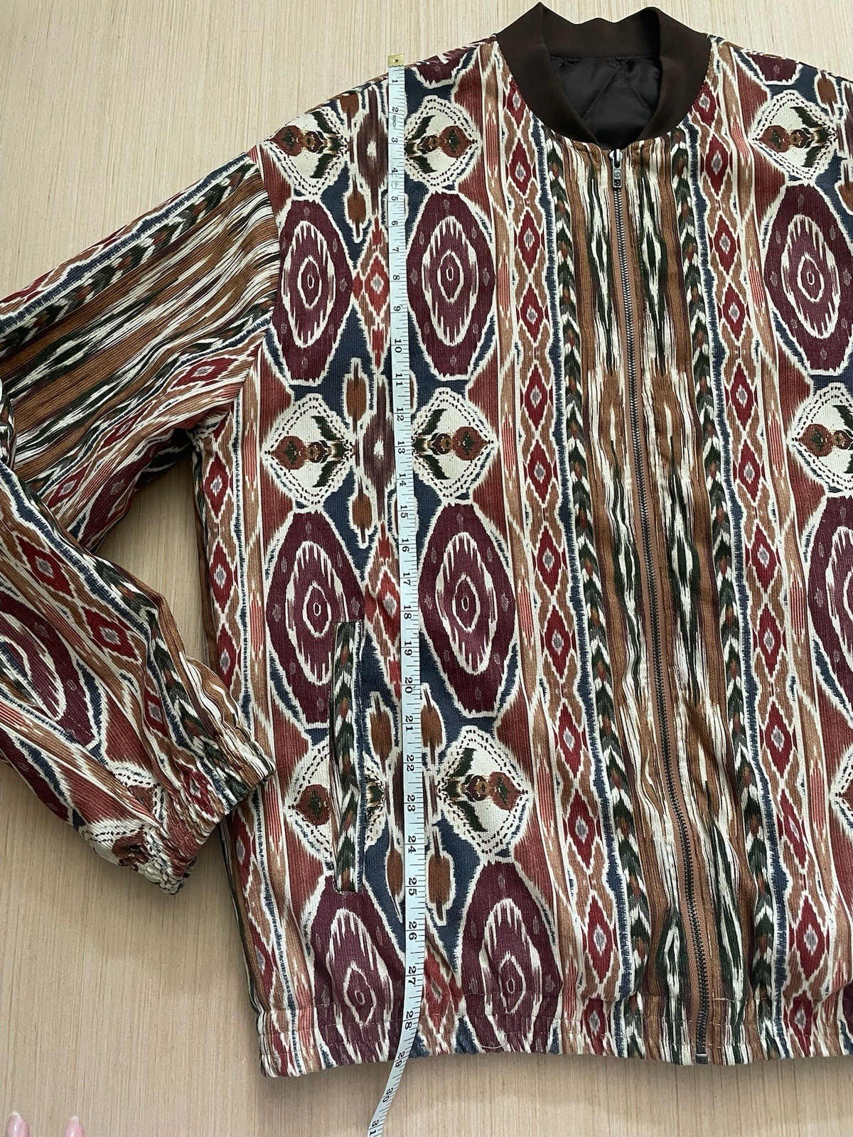 Aztec Stripe Pattern Lined Bomber Style Jacket No… - image 3