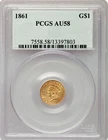 1861 $1 Indian Head Princess Type 3 Gold Dollar PCGS AU58 Coin