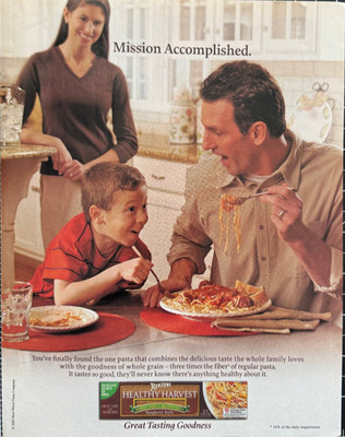 Ronzoni Healthy Harvest Pasta Whole Wheat Spaghetti Family Vintage Print Ad 2005