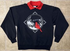 Vintage Red Cardinal Bird Collared Sweatshirt Women's L Hanes Activewear Y2k 90s