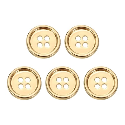 5 Stück Metallknopf 15mm (0.59") 4 Löcher Legierung Runde Nähknöpfe Gold - Bild 1 von 4