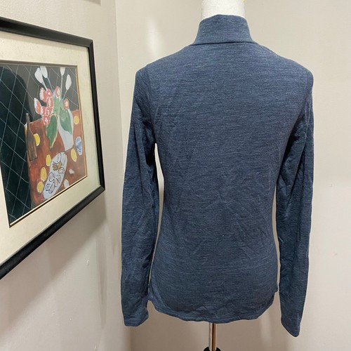 Wicked Wool Turtleneck Size Medium Blue Heather Long Sleeve Top Wool Blend - Picture 3 of 9