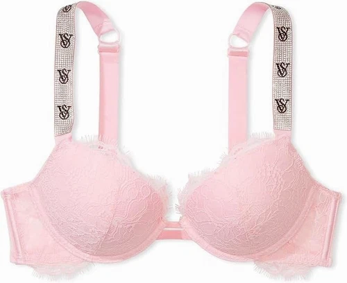 Victoria's Secret Very Sexy Shine Strap Push-up Bra Pink Pretty Blossom Lace NWT