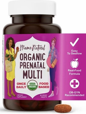 Mama Natural Organic Prenatal Vitamins For Women Vegan (30 Servings)