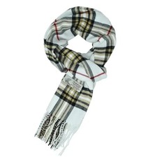 Unisex Classic Tartan Plaid Winter Scarf Soft Cashmere Feel 72"x12"WHITE