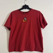 Mickey Unlimited Vintage Mickey  Pluto Embroidered T-Shirt Size Large 90s USA