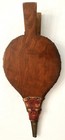VINTAGE FIREPLACE BELLOWS: CHERRY PADDLES + BRASS NOZZLE + LEATHER SIDES — photo 3