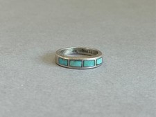 Vintage Zuni Sterling Silver with Inlaid Turquoise Ring. Size 6