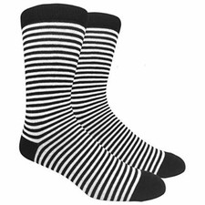 Novelty Fun Crew Print Socks for Dress or Casual Stripe This Black SDB2 