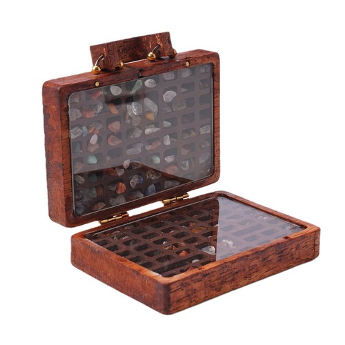 Mini Rock Collection Wood Suitcase Gift For Birthday Crafts Geology - Picture 8 of 24