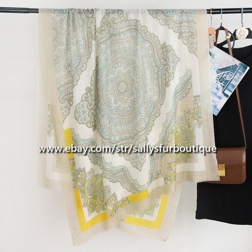 Sallys Cashmere Ring Scarf Wrap Shawl Paisley Print Thin Soft Delicate 78"*39" - Picture 29 of 35