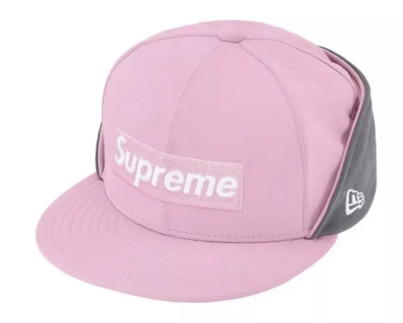 Casquette rose Supreme x New Era WINDSTOPPER Earflap Box logo taille 7 5/8