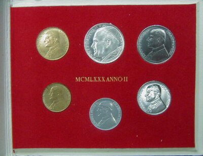 1980 Italy VATICAN set COINS UNC with silver John Paul II in offical ...