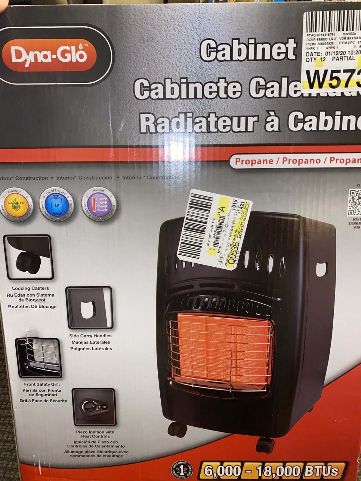Dyna-Glo RA18LPDG 18,000 BTU Portable Rolling Propane Cabinet Heater 600sq  ft | eBay