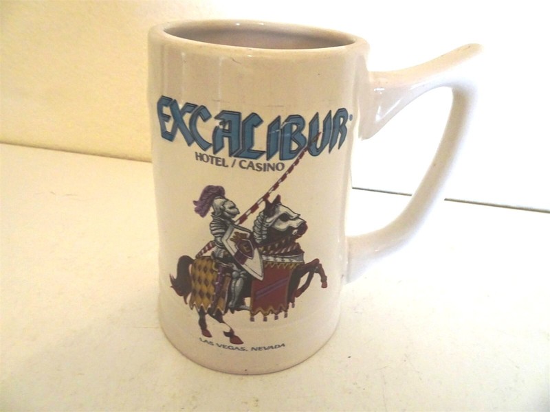 Excalibur Casino Las Vegas Large  ceramic Beer Mug Jousting Knight