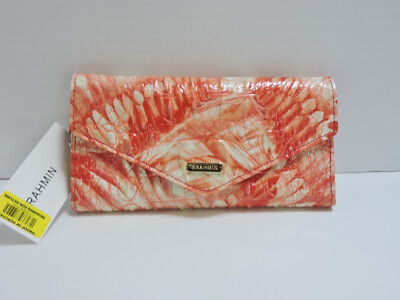 Brahmin Veronica Pink Flaming Melbourne Croc Embossed Wallet NWT