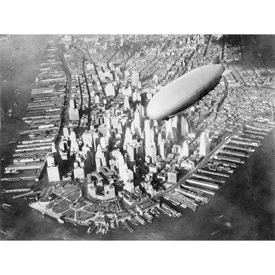 Offizielles US Navy Luftschiff USS Akron Manhattan 1933 Foto großer Wandkunstdruck